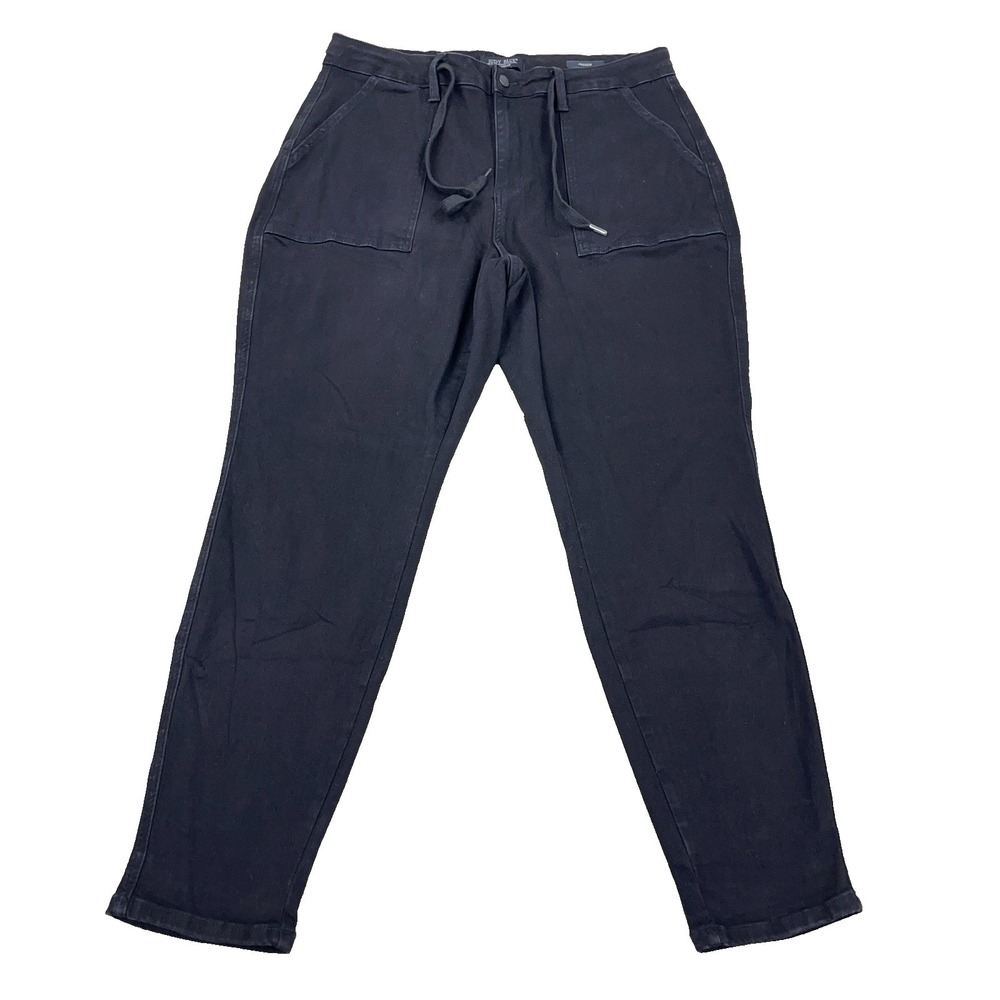Judy Blue Jeans Women 16W Black Denim Jogger Pants Drawstring Garment Dyed Pant